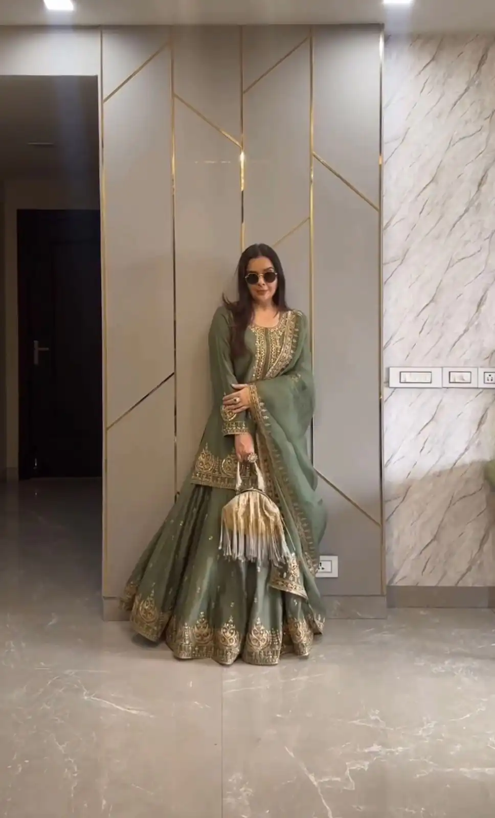 ZF 375 Green Color Chinnon Silk Embroidery Sequence Salwar Suit Casual, Wedding, Party, Events Etc. Expected Delivery 4-6 Working Days 2099/- | Jump Suits, Casual Suits, Creative suits, Designer Suits, Palazzo Suits, Party Wear Suits, Patiala Suits, Salwar suit, Straight Suits
