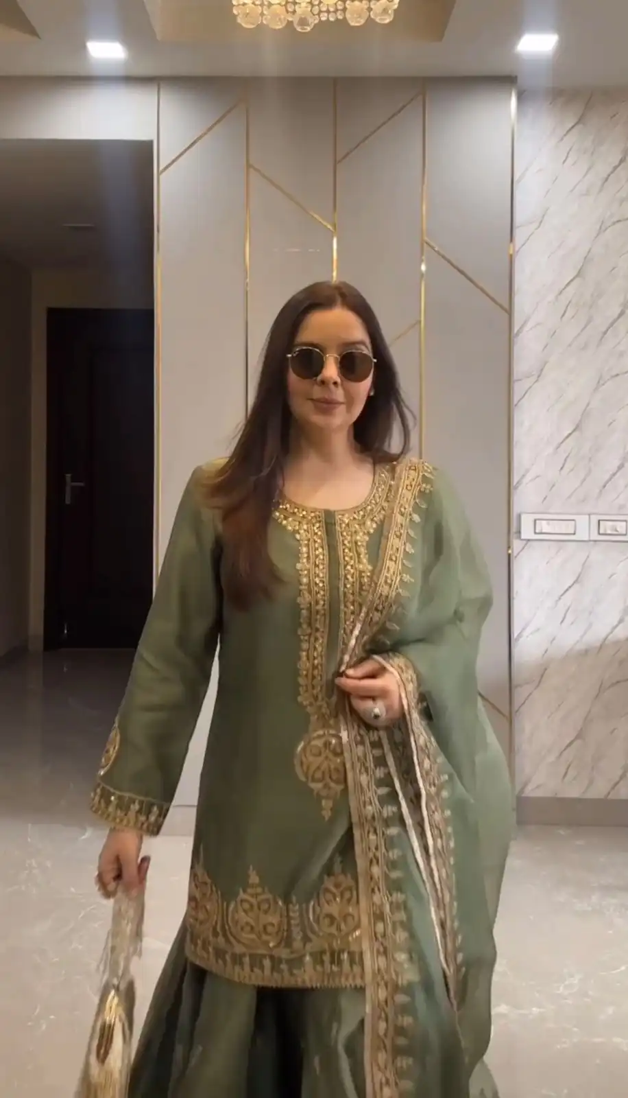 ZF 375 Green Color Chinnon Silk Embroidery Sequence Salwar Suit Casual, Wedding, Party, Events Etc. Expected Delivery 4-6 Working Days 2099/- | Jump Suits, Casual Suits, Creative suits, Designer Suits, Palazzo Suits, Party Wear Suits, Patiala Suits, Salwar suit, Straight Suits