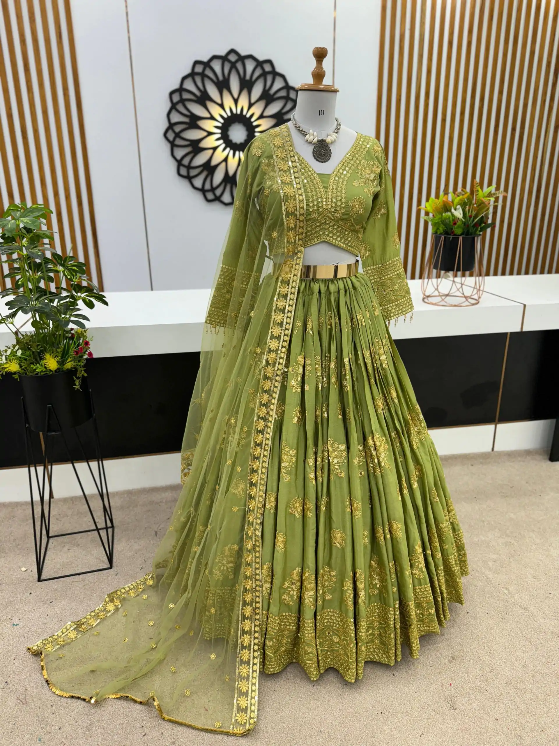 ZSR 3067 Green Color Georgette Embroidery Sequence Lehenga Choli Wedding, Party, Events Etc. Expected Delivery 4-6 Working Days 2149/- | Bollywood Lehenga, Creative Lehenga, Designer Lehenga, Embroidered Lehenga, Lehenga, Party Wear Lehenga