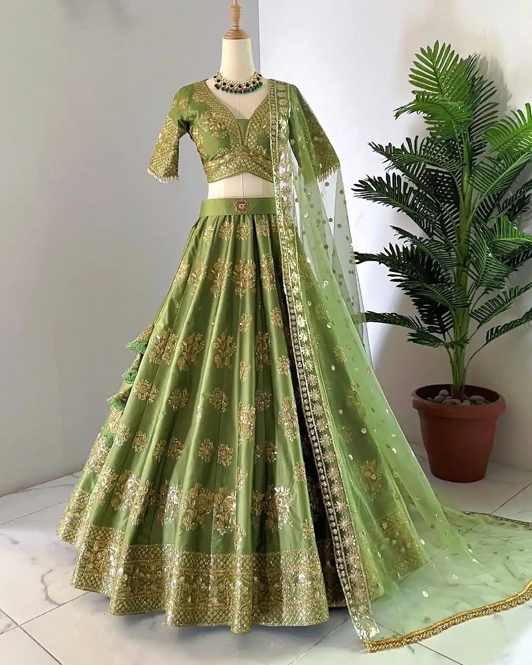 ZSR 3067 Green Color Georgette Embroidery Sequence Lehenga Choli Wedding, Party, Events Etc. Expected Delivery 4-6 Working Days 2149/- | Bollywood Lehenga, Creative Lehenga, Designer Lehenga, Embroidered Lehenga, Lehenga, Party Wear Lehenga