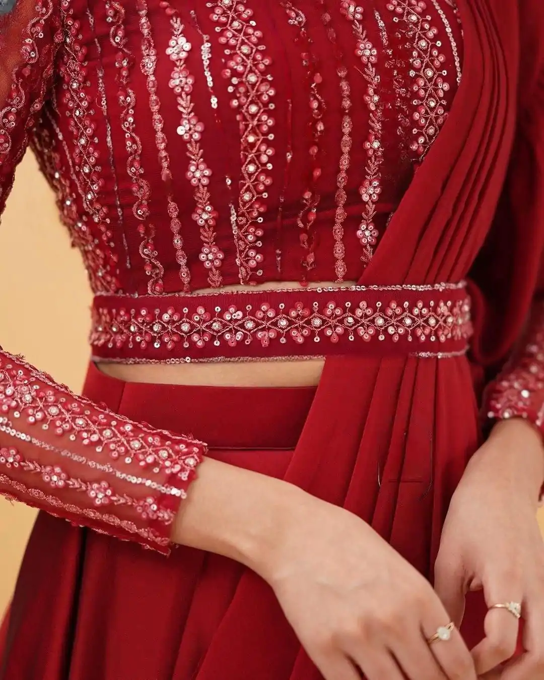 BE 225 Red Color Georgette Ruffle Blouse Embroidery Lehenga Saree Wedding, Party, Festive events, etc. Expected Delivery 4-6 Working Days @1999/- | Bollywood Lehenga, Creative Lehenga, Designer Lehenga, Embroidered Lehenga, Lehenga, Party Wear Lehenga