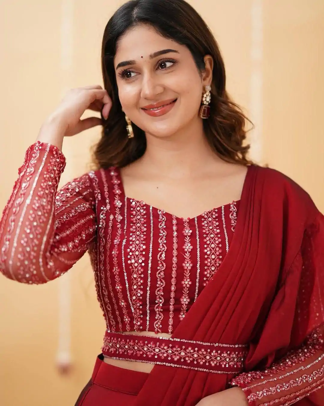 BE 225 Red Color Georgette Ruffle Blouse Embroidery Lehenga Saree Wedding, Party, Festive events, etc. Expected Delivery 4-6 Working Days @1999/- | Bollywood Lehenga, Creative Lehenga, Designer Lehenga, Embroidered Lehenga, Lehenga, Party Wear Lehenga