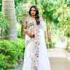 Nice White Color Organza Silk Embroidery Thread Work Saree