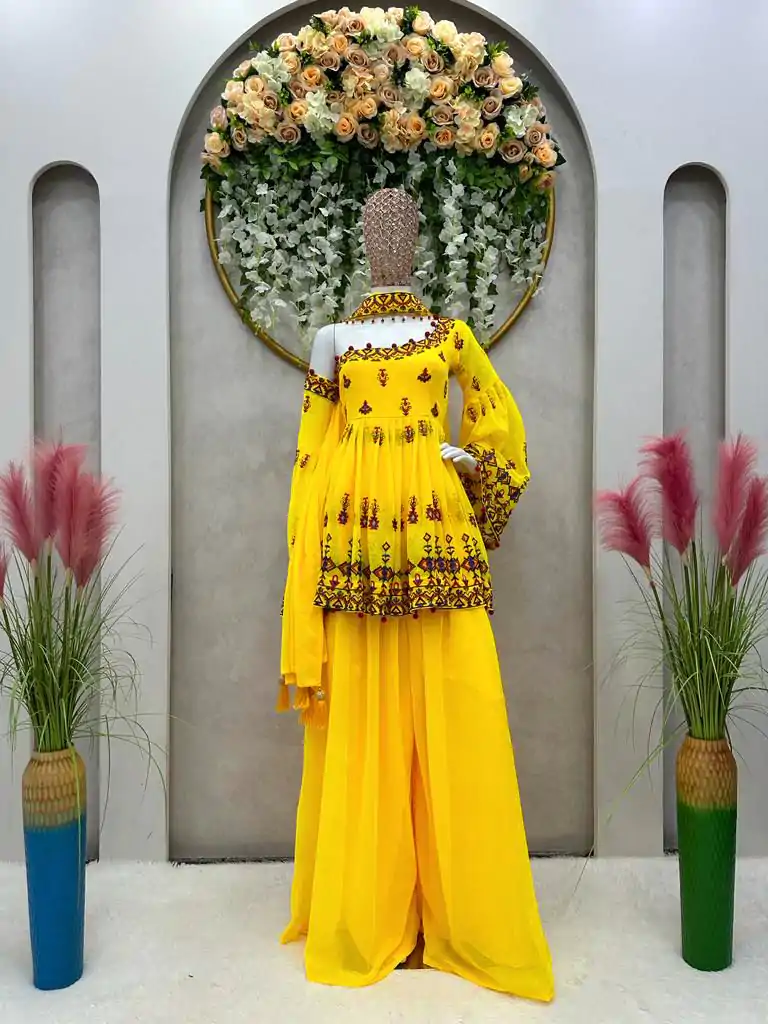 RTC 5576 Yellow Color Foix Georgette Thread Sequence Work Salwar Suit Wedding, Party, Festive, Events Etc. Expected Delivery 4-6 Working Days @2099/- | Jump Suits, Casual Suits, Creative suits, Designer Suits, Palazzo Suits, Party Wear Suits, Patiala Suits, Salwar suit, Straight Suits