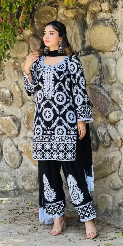 RTC 5624 Black Color Foix Georgette Chine Stitched Salwar Suit Wedding, Party, Festive, Events Etc. Expected Delivery 4-6 Working Days @2149/- | Jump Suits, Casual Suits, Creative suits, Designer Suits, Palazzo Suits, Party Wear Suits, Patiala Suits, Salwar suit, Straight Suits