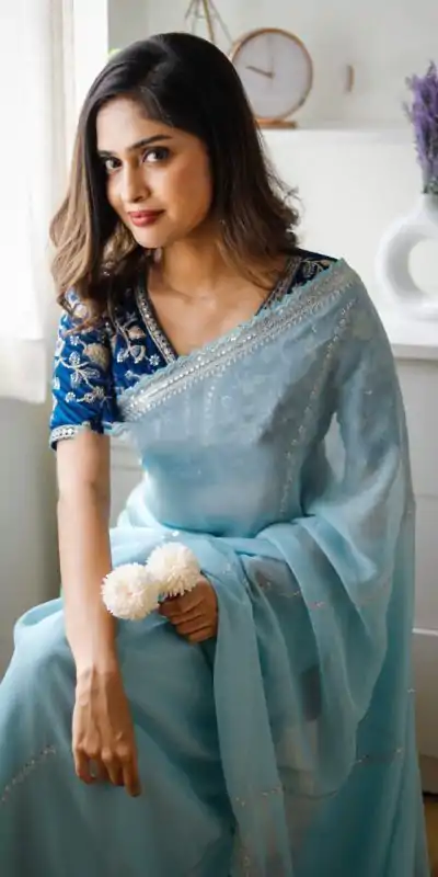 AC CADBURY Blue Color Pure Soft Organza Zari Sequence Saree Casual, Wedding, Festive, Events Expected Delivery 4-6 Working Days @1949/- | Bollywood Sarees, Creative Sarees, Designer Sarees, Embroidered Sarees, Ethnic Saree, Modern Digital sarees, Party Wear Sarees, Sarees