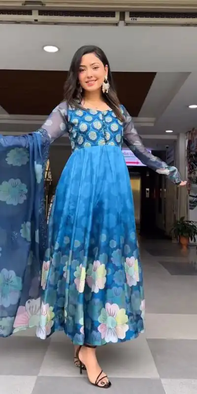 VLM 184 Blue color Tabby Silk Embroidery Digital Print Salwar Suit Casual, Wedding, Party, Festive, Events . Expected Delivery 4-6 Working Days @2099/- | Jump Suits, Casual Suits, Creative suits, Designer Suits, Palazzo Suits, Party Wear Suits, Patiala Suits, Salwar suit, Straight Suits