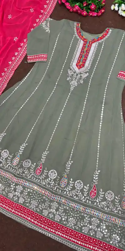 KF 1638 Grey Color Georgette Embroidered Sequence Salwar Suit Wedding, Party, Festive, Events Etc. Expected Delivery 4-6 Working Days @2199/-Only | Casual Suits, Creative suits, Designer Suits, Palazzo Suits, Party Wear Suits, Salwar suit, Straight Suits