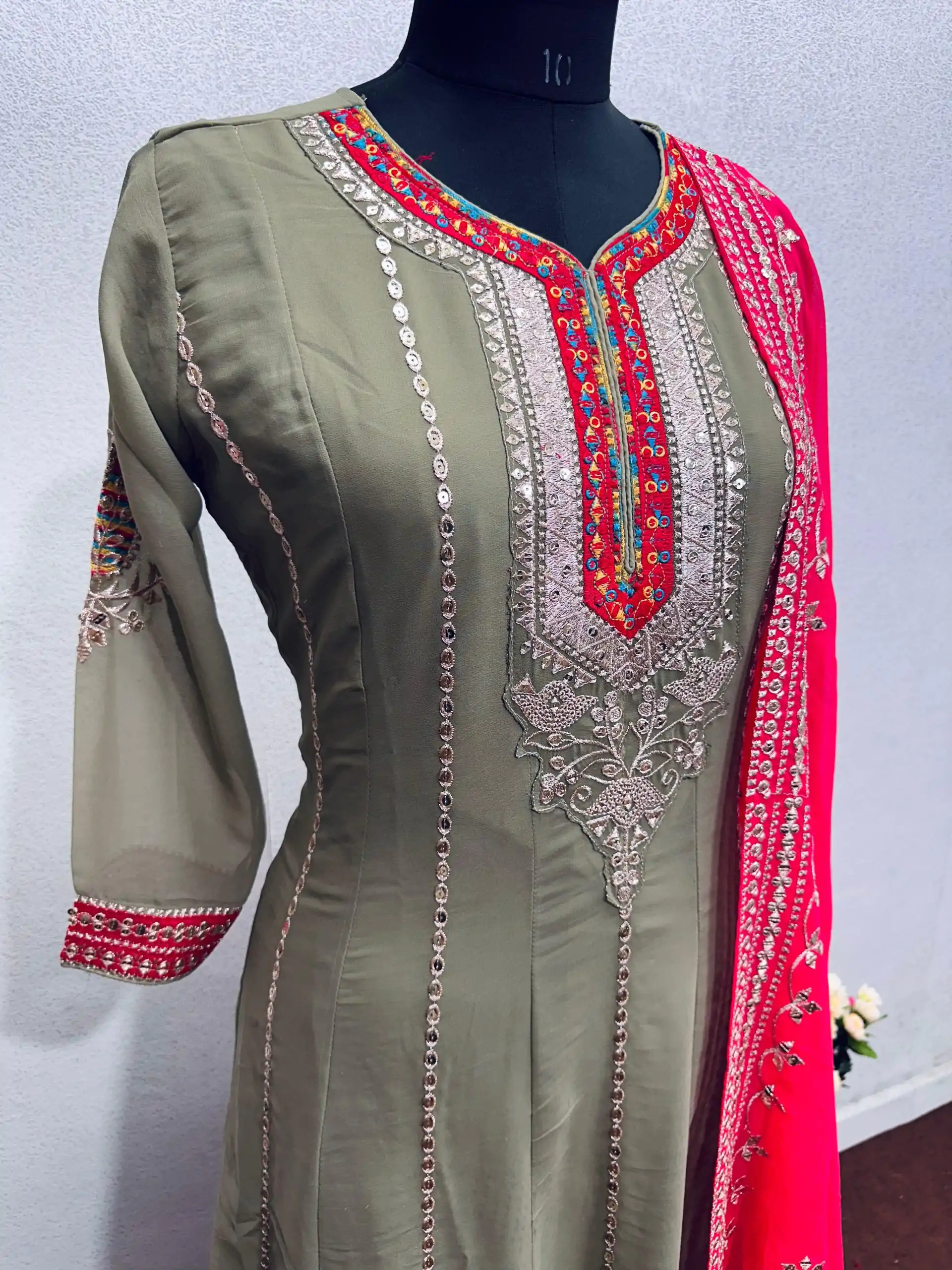 KF 1638 Grey Color Georgette Embroidered Sequence Salwar Suit Wedding, Party, Festive, Events Etc.  Expected Delivery 4-6 Working Days @2199/-Only | Casual Suits, Creative suits, Designer Suits, Palazzo Suits, Party Wear Suits, Salwar suit, Straight Suits