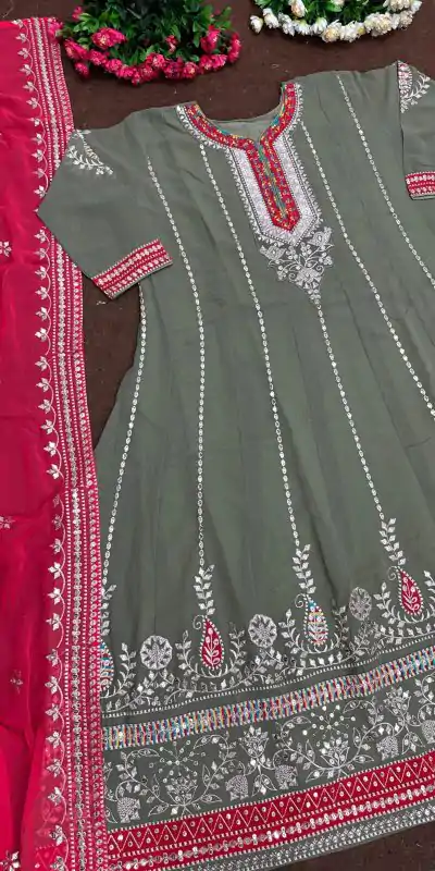 KF 1638 Grey Color Georgette Embroidered Sequence Salwar Suit Wedding, Party, Festive, Events Etc. Expected Delivery 4-6 Working Days @2199/-Only | Casual Suits, Creative suits, Designer Suits, Palazzo Suits, Party Wear Suits, Salwar suit, Straight Suits