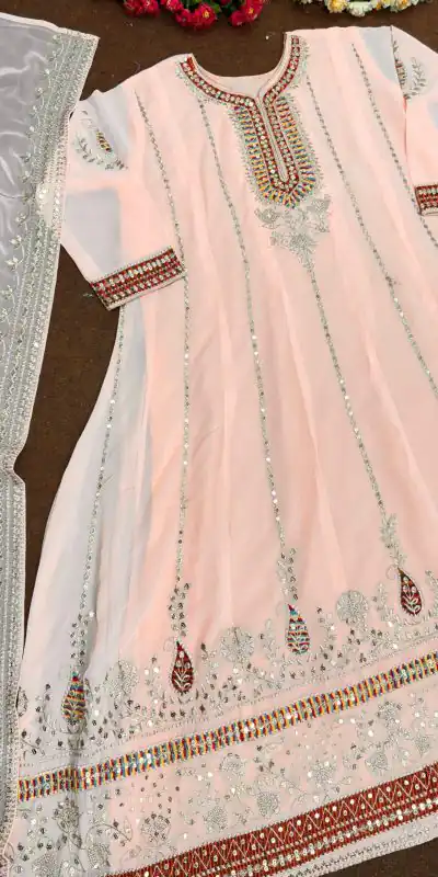 KF 1638 Light Peach Color Georgette Embroidered Sequence Salwar Suit Wedding, Party, Festive, Events Etc. Expected Delivery 4-6 Working Days @2199/-Only | Casual Suits, Creative suits, Designer Suits, Palazzo Suits, Party Wear Suits, Salwar suit, Straight Suits