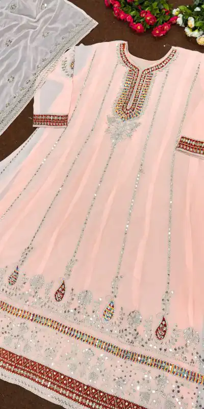 KF 1638 Light Peach Color Georgette Embroidered Sequence Salwar Suit Wedding, Party, Festive, Events Etc. Expected Delivery 4-6 Working Days @2199/-Only | Casual Suits, Creative suits, Designer Suits, Palazzo Suits, Party Wear Suits, Salwar suit, Straight Suits
