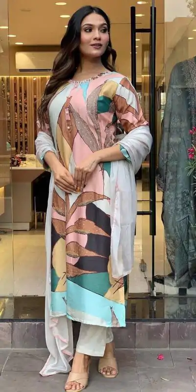 DC G25 Malty Color Muslin Embroidery Chain Works Salwar Suit Casual, Wedding, Party, Festive, Events Etc. Expected Delivery 4-6 Working Days @1749/- | Casual Suits, Creative suits, Designer Suits, Palazzo Suits, Party Wear Suits, Patiala Suits, Salwar suit, Straight Suits