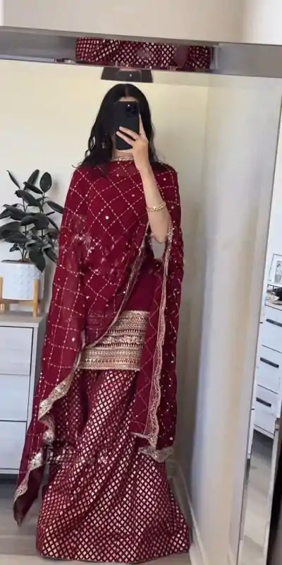 SRK 5164 Maroon Color Georgette Embroidery Sequence Salwar Suit Wedding, Party, Festive, Events Expected Delivery 4-6 Working Days @ 2199/- | Casual Suits, Creative suits, Designer Suits, Palazzo Suits, Party Wear Suits, Patiala Suits, Salwar suit, Straight Suits