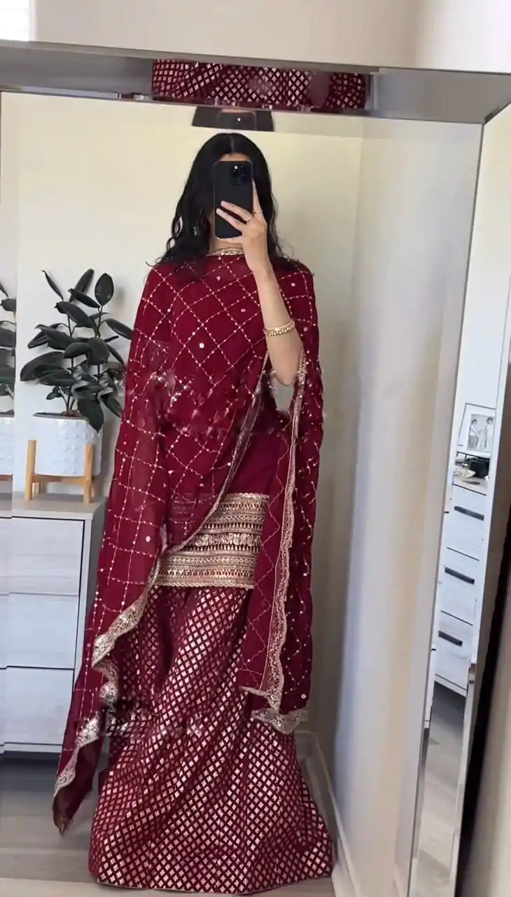 SRK 5164 Maroon Color Georgette Embroidery Sequence Salwar Suit Wedding, Party, Festive, Events Expected Delivery 4-6 Working Days @ 2199/- | Casual Suits, Creative suits, Designer Suits, Palazzo Suits, Party Wear Suits, Patiala Suits, Salwar suit, Straight Suits