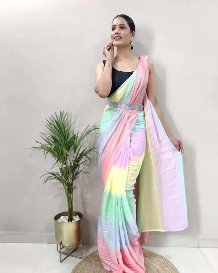 MS 441 Rainbow Color Chiffon Zari All Over Rainbow Shade Saree Casual, Party Wear, Wedding, Events, Etc. Expected Delivery 4-6 Working Days 1499/- | Bollywood Sarees, Creative Sarees, Designer Sarees, Embroidered Sarees, Ethnic Saree, Modern Digital sarees, Party Wear Sarees, Sarees