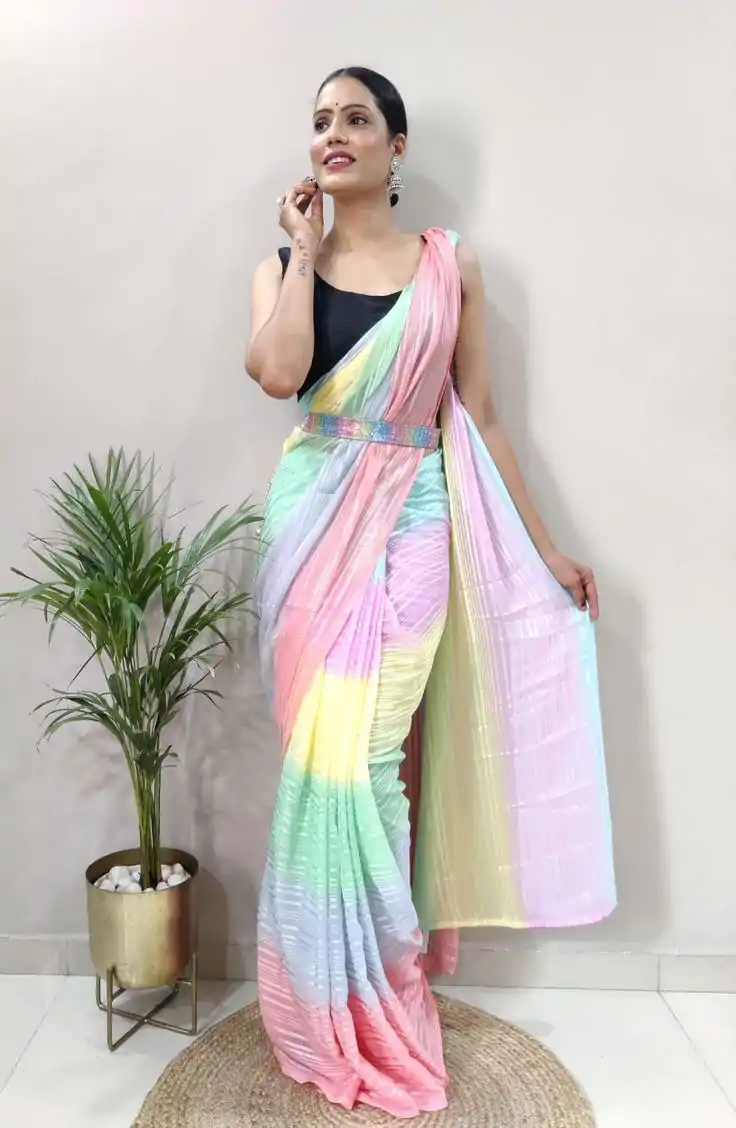 MS 441 Rainbow Color Chiffon Zari All Over Rainbow Shade Saree Casual, Party Wear, Wedding, Events, Etc. Expected Delivery 4-6 Working Days 1499/- | Bollywood Sarees, Creative Sarees, Designer Sarees, Embroidered Sarees, Ethnic Saree, Modern Digital sarees, Party Wear Sarees, Sarees