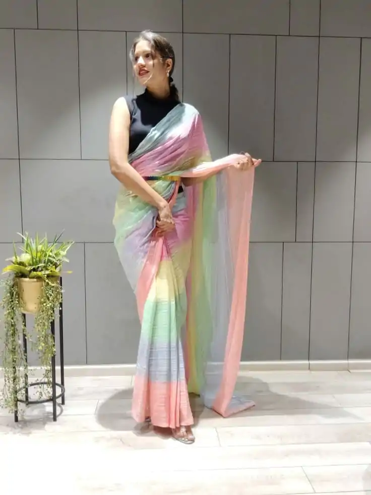 MS 441 Rainbow Color Chiffon Zari All Over Rainbow Shade Saree Casual, Party Wear, Wedding, Events, Etc. Expected Delivery 4-6 Working Days 1499/- | Bollywood Sarees, Creative Sarees, Designer Sarees, Embroidered Sarees, Ethnic Saree, Modern Digital sarees, Party Wear Sarees, Sarees