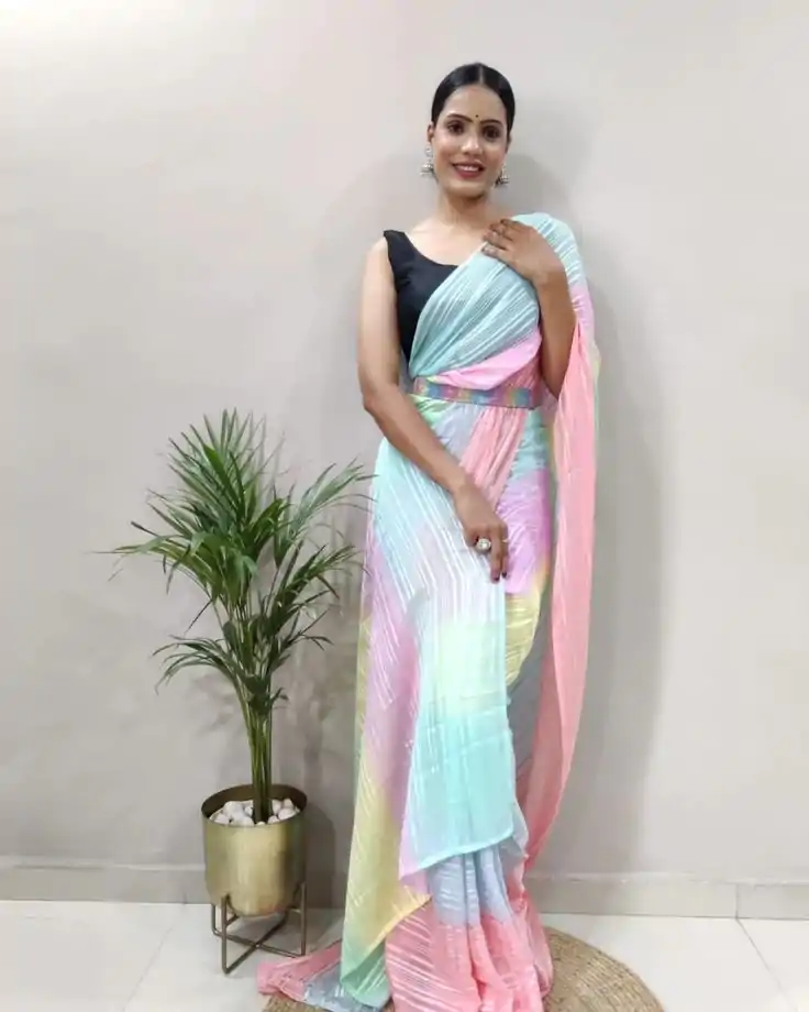 MS 441 Rainbow Color Chiffon Zari All Over Rainbow Shade Saree Casual, Party Wear, Wedding, Events, Etc. Expected Delivery 4-6 Working Days 1499/- | Bollywood Sarees, Creative Sarees, Designer Sarees, Embroidered Sarees, Ethnic Saree, Modern Digital sarees, Party Wear Sarees, Sarees
