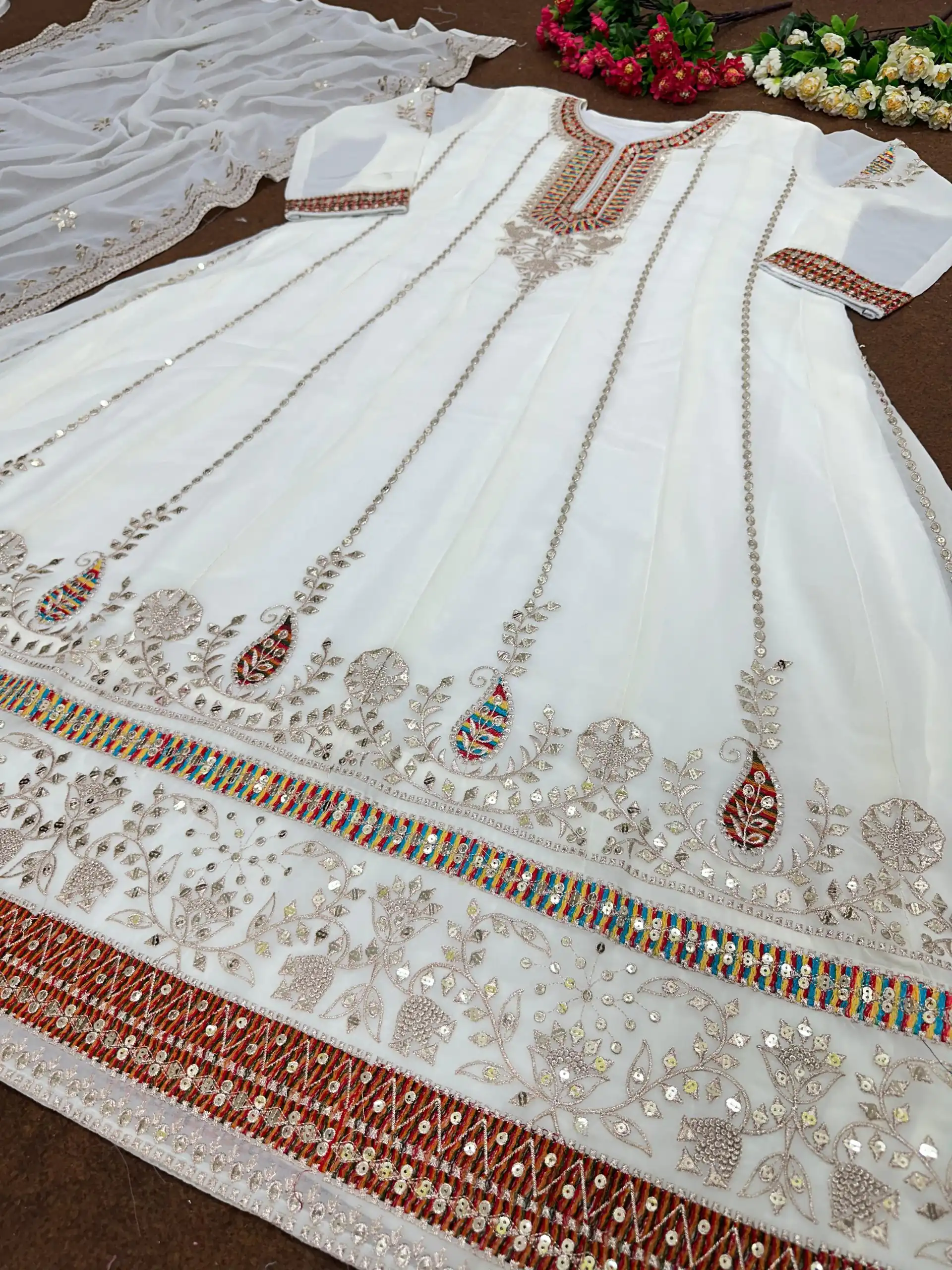 KF 1638 White Color Georgette Embroidered Sequence Salwar Suit Wedding, Party, Festive, Events Etc.  Expected Delivery 4-6 Working Days @2199/-Only | Casual Suits, Creative suits, Designer Suits, Palazzo Suits, Party Wear Suits, Salwar suit, Straight Suits