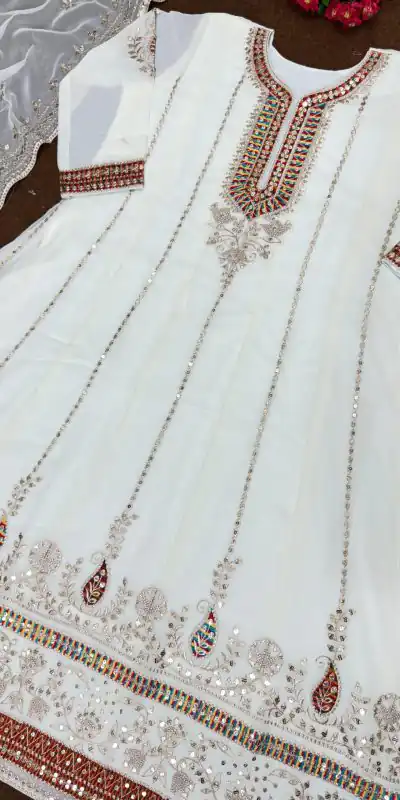KF 1638 White Color Georgette Embroidered Sequence Salwar Suit Wedding, Party, Festive, Events Etc. Expected Delivery 4-6 Working Days @2199/-Only | Casual Suits, Creative suits, Designer Suits, Palazzo Suits, Party Wear Suits, Salwar suit, Straight Suits