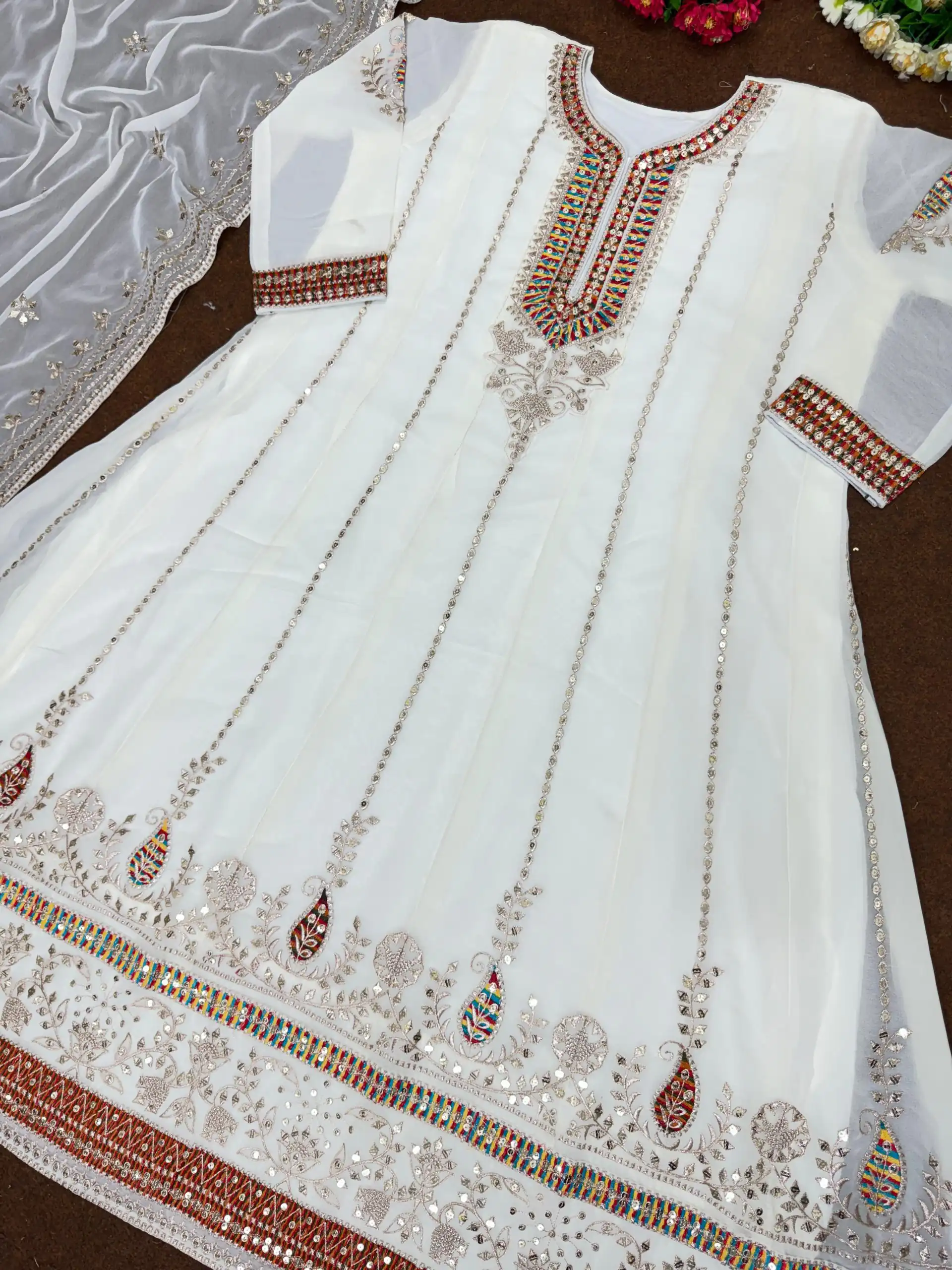 KF 1638 White Color Georgette Embroidered Sequence Salwar Suit Wedding, Party, Festive, Events Etc.  Expected Delivery 4-6 Working Days @2199/-Only | Casual Suits, Creative suits, Designer Suits, Palazzo Suits, Party Wear Suits, Salwar suit, Straight Suits