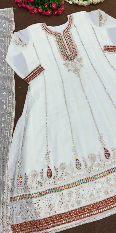 KF 1638 White Color Georgette Embroidered Sequence Salwar Suit Wedding, Party, Festive, Events Etc. Expected Delivery 4-6 Working Days @2199/-Only | Casual Suits, Creative suits, Designer Suits, Palazzo Suits, Party Wear Suits, Salwar suit, Straight Suits