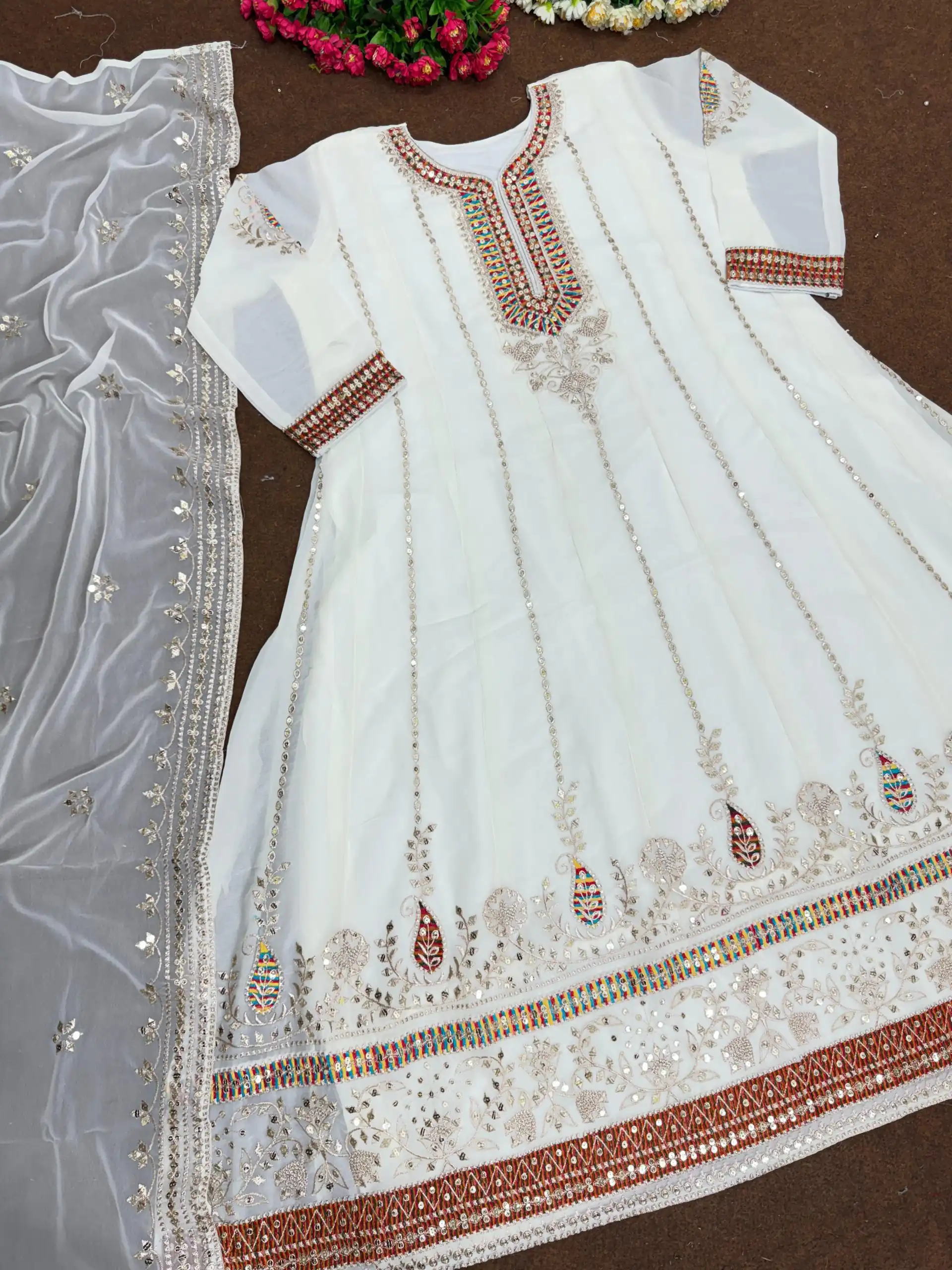 KF 1638 White Color Georgette Embroidered Sequence Salwar Suit Wedding, Party, Festive, Events Etc.  Expected Delivery 4-6 Working Days @2199/-Only | Casual Suits, Creative suits, Designer Suits, Palazzo Suits, Party Wear Suits, Salwar suit, Straight Suits