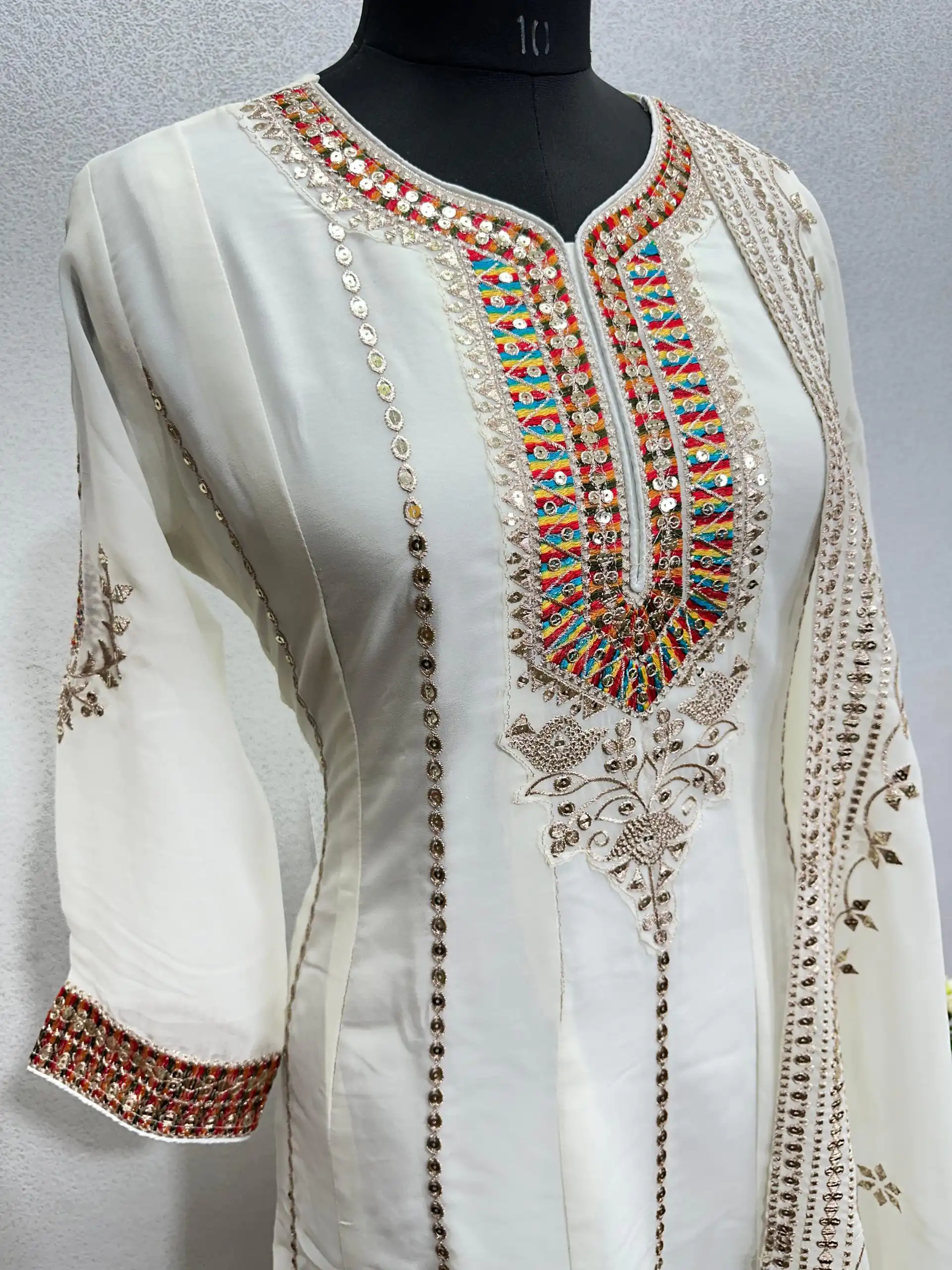 KF 1638 White Color Georgette Embroidered Sequence Salwar Suit Wedding, Party, Festive, Events Etc.  Expected Delivery 4-6 Working Days @2199/-Only | Casual Suits, Creative suits, Designer Suits, Palazzo Suits, Party Wear Suits, Salwar suit, Straight Suits