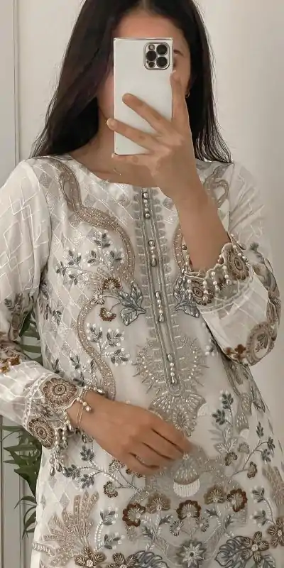 MF 423 White Color Faux Georgette Embroidery Sequence Salwar Suit Wedding, Party, Festive, Events Etc. Expected 4-6 Working Days @2449/- | Casual Suits, Creative suits, Designer Suits, Palazzo Suits, Party Wear Suits, Patiala Suits, Salwar suit, Straight Suits