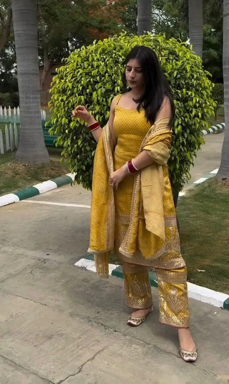 VLM 191 Yellow color Georgette Embroidery Digital Print Salwar Suit Casual, Wedding, Party, Festive, Events . Expected Delivery  4-6 Working Days @1999/- | Jump Suits, Casual Suits, Creative suits, Designer Suits, Palazzo Suits, Party Wear Suits, Patiala Suits, Salwar suit, Straight Suits