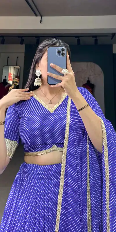 LNB 1212 Blue Color Georgette Print With Lace Border Lehenga Choli Festive Party Wedding, Events etc. Delivery 4-6 Working Days @2149/- | Bollywood Lehenga, Creative Lehenga, Designer Lehenga, Embroidered Lehenga, Lehenga, Party Wear Lehenga
