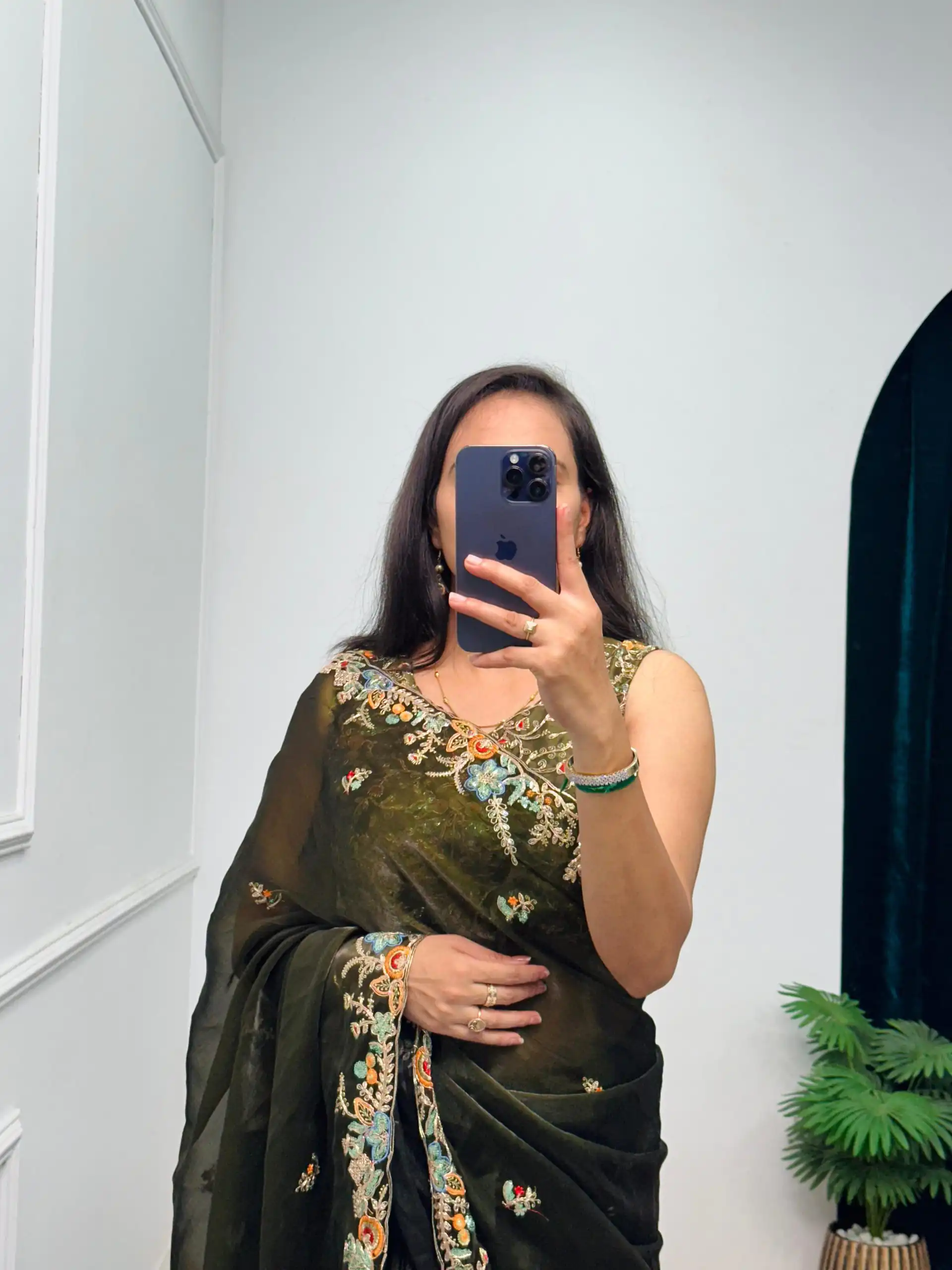 ST 472 Mehndi Color Burberry With Blooming Embroidery Saree Casual, Wedding, Party, Festive, Events Etc. Expected Delivery 4-6 Working Days @1999/- | Bollywood Sarees, Creative Sarees, Designer Sarees, Embroidered Sarees, Ethnic Saree, Modern Digital sarees, Party Wear Sarees, Sarees