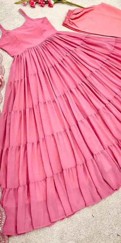 SSR 391 Peach Color Chinon Silk Embroidery Sequence Anarkali Suit Wedding, Party, Festive, Events Expected Delivery 4-6 Working Days @ 1849/- Only | Anarkali Suits, Bollywood Anarkali, Creative-Anarkali, Designer Anarkali, Embroidered Anarkali, Party Wear Anarkali, Straight Suits