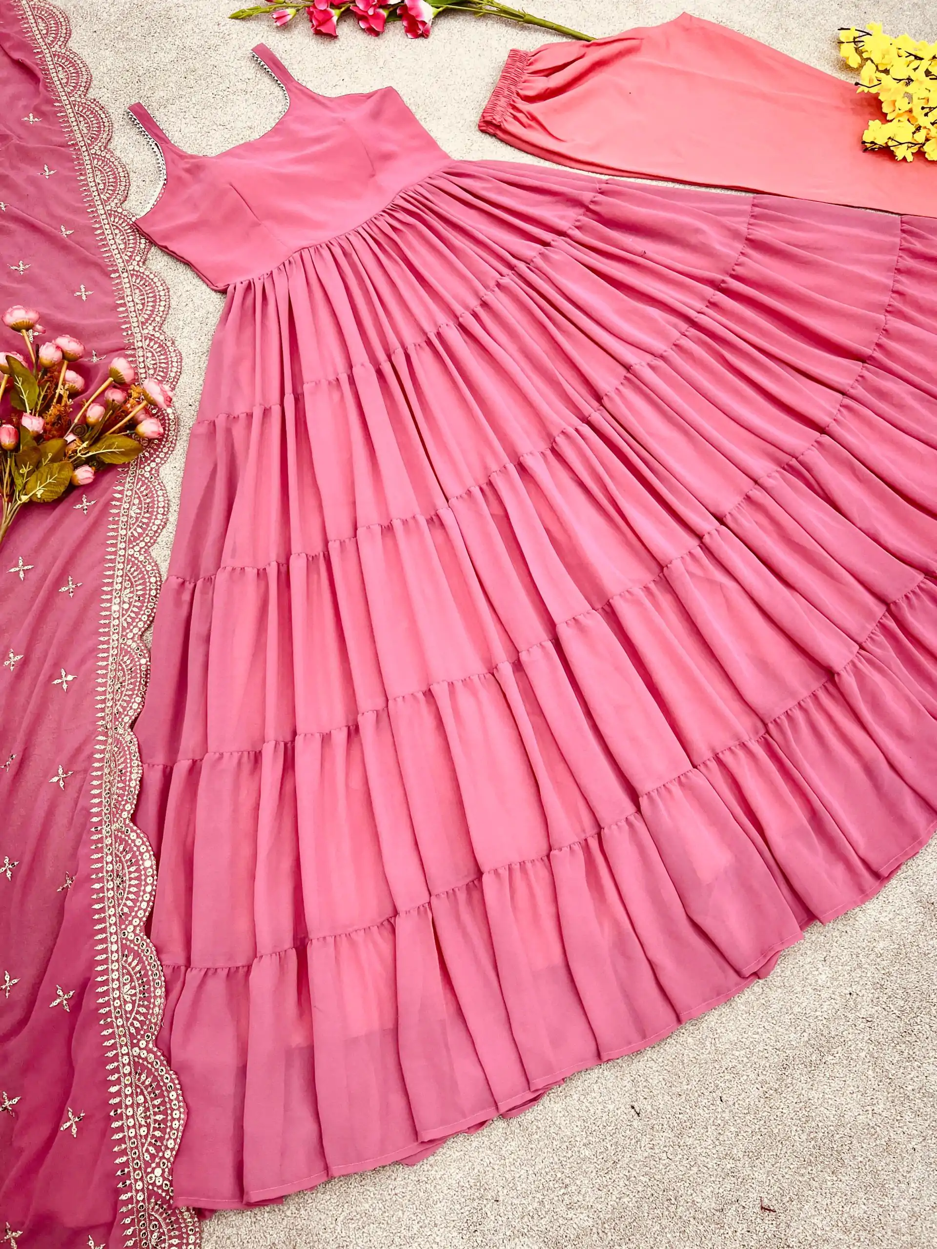 SSR 391 Peach Color Chinon Silk Embroidery Sequence Anarkali Suit Wedding, Party, Festive, Events Expected Delivery 4-6 Working Days @ 1849/- Only | Anarkali Suits, Bollywood Anarkali, Creative-Anarkali, Designer Anarkali, Embroidered Anarkali, Party Wear Anarkali, Straight Suits