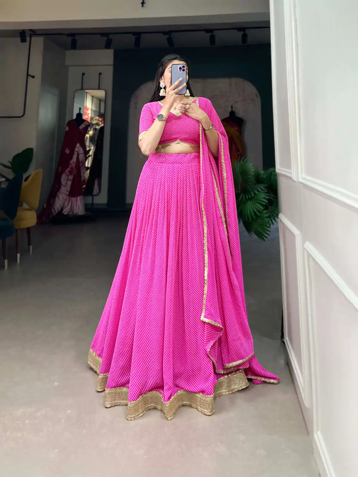LNB 1212 Pink Color Georgette Print With Lace Border Lehenga Choli Festive Party Wedding, Events etc. Delivery 4-6 Working Days @2149/- | Bollywood Lehenga, Creative Lehenga, Designer Lehenga, Embroidered Lehenga, Lehenga, Party Wear Lehenga