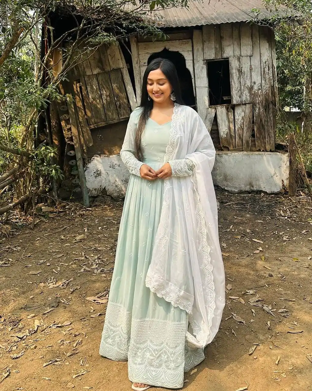   DC G47 Pista Green Color Georgette Embroidery Sequence Gown Casual, Wedding, Party, Festive, Events Etc. Expected Delivery 4-6 Working Days @2449/- | Bollywood Gowns, Creative Gowns, Designer Gowns, Gowns, Party Wear Gowns
