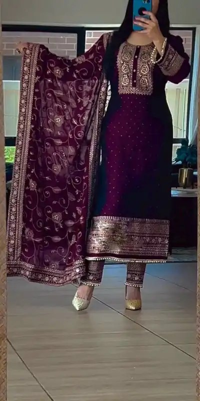 SRK 5165 Purple Color Georgette Embroidery Sequence Salwar Suit Wedding, Party, Festive, Events Expected Delivery 4-6 Working Days @ 2399/- | Casual Suits, Creative suits, Designer Suits, Palazzo Suits, Party Wear Suits, Patiala Suits, Salwar suit, Straight Suits