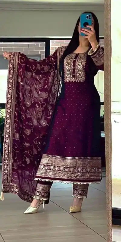 SRK 5165 Purple Color Georgette Embroidery Sequence Salwar Suit Wedding, Party, Festive, Events Expected Delivery 4-6 Working Days @ 2399/- | Casual Suits, Creative suits, Designer Suits, Palazzo Suits, Party Wear Suits, Patiala Suits, Salwar suit, Straight Suits