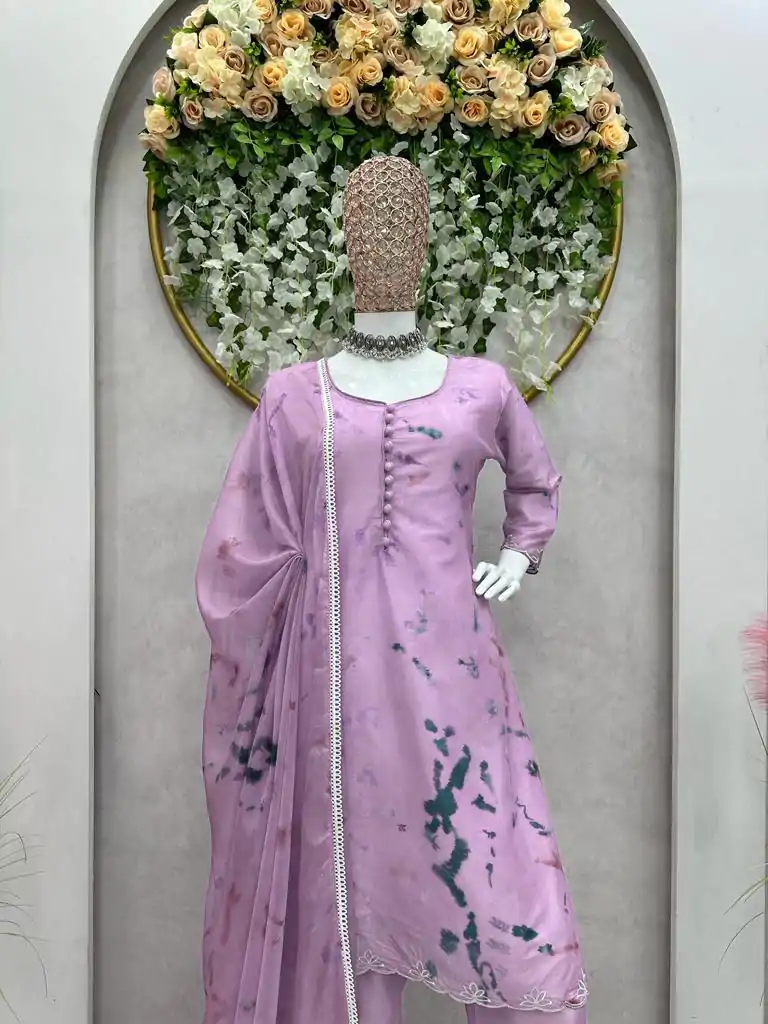 KD 1286 Violet Color Lachka Silk Digital Printed Work Salwar Suit Casual, Party, Festive, Events Wedding Etc.  Expected Delivery 4-6 Working Days @1499/- | Casual Suits, Creative suits, Designer Suits, Palazzo Suits, Party Wear Suits, Salwar suit, Straight Suits