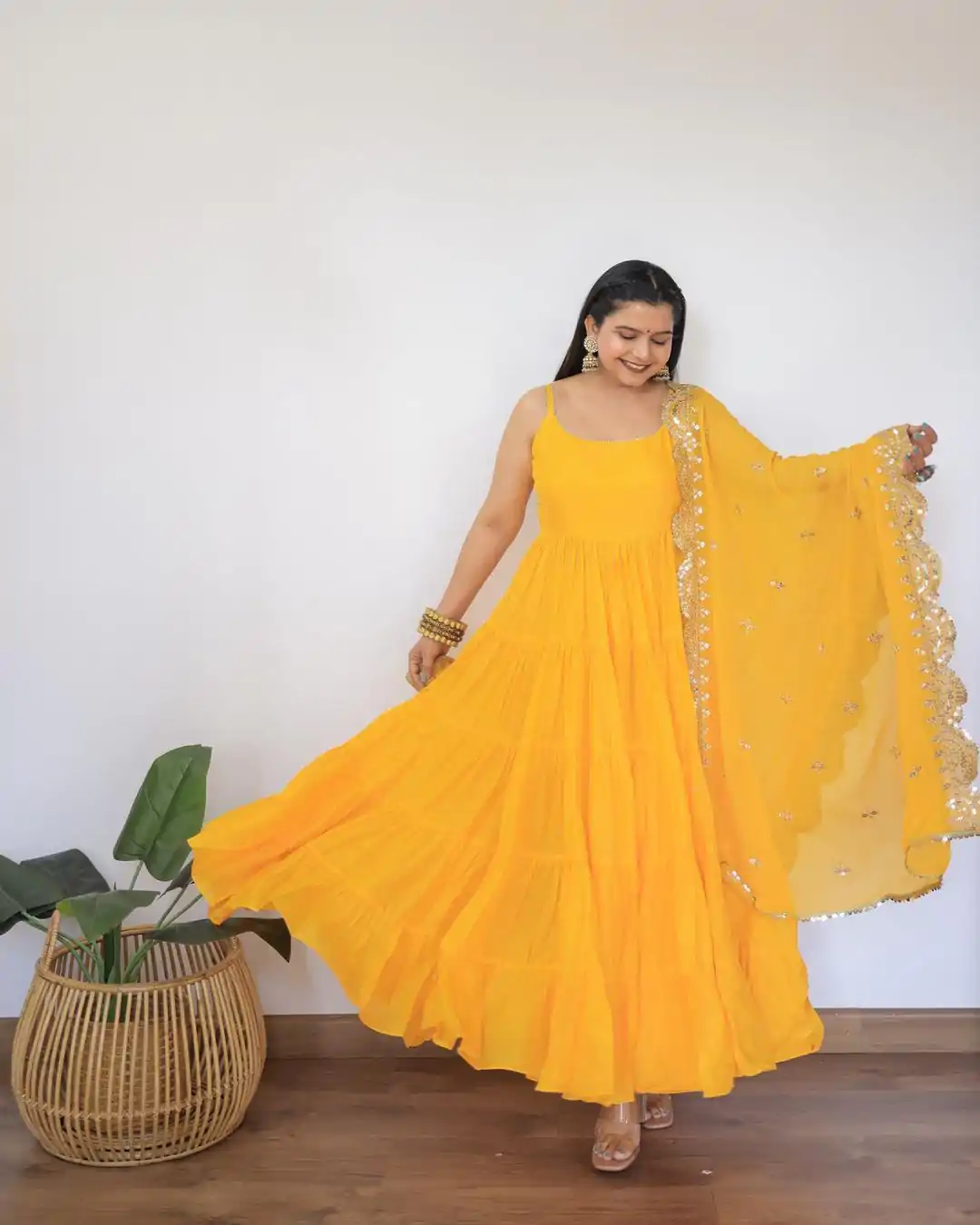 SSR 391 Yellow Color Chinon Silk Embroidery Sequence Anarkali Suit Wedding, Party, Festive, Events Expected Delivery 4-6 Working Days @ 1849/- Only | Anarkali Suits, Bollywood Anarkali, Creative-Anarkali, Designer Anarkali, Embroidered Anarkali, Party Wear Anarkali, Straight Suits
