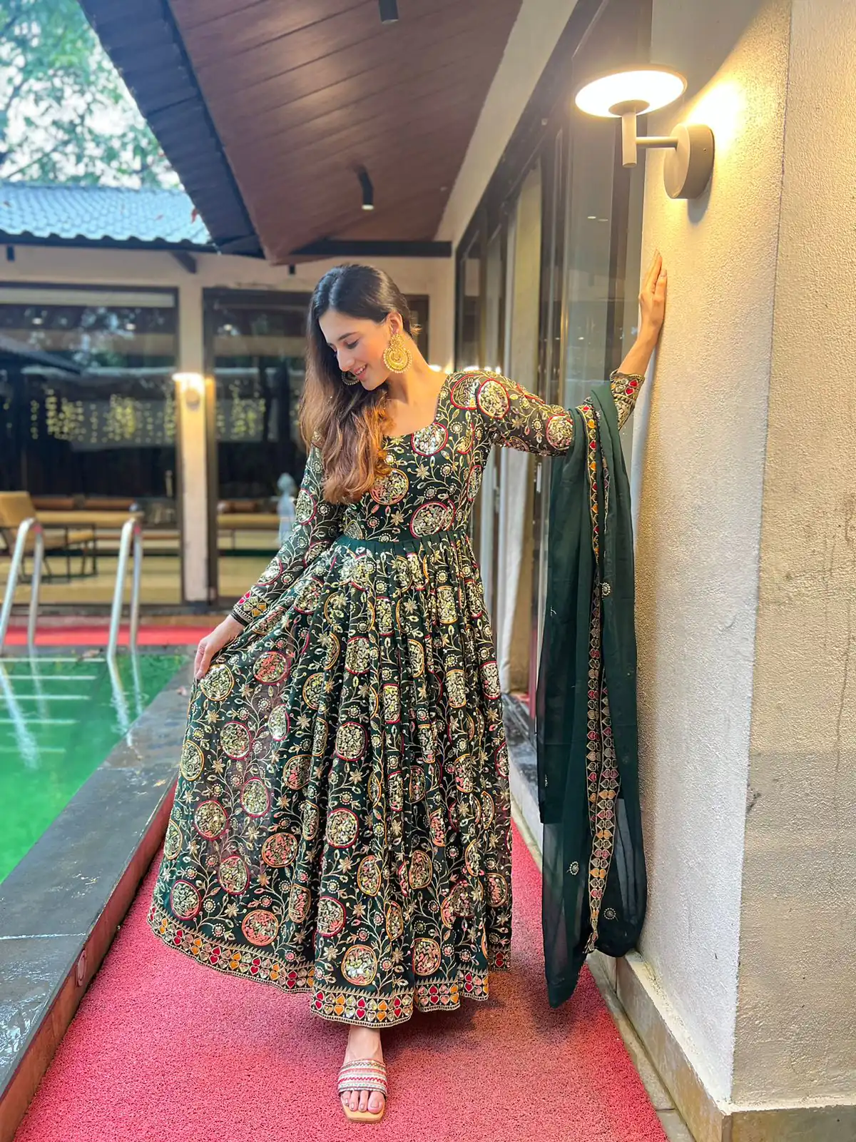 NF 1178 Green color Faux Georgette Embroidery Sequence Work Salwar Suit Casual, Wedding, Party, Festive, Events . Expected Delivery  4-6 Working Days @2349 | Jump Suits, Casual Suits, Creative suits, Designer Suits, Palazzo Suits, Party Wear Suits, Patiala Suits, Salwar suit, Straight Suits