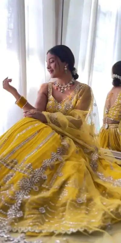 RTC 6368 Yellow Color Georgette Embroidery Sequence Lehenga Choli Wedding, Party, Festive, Events Etc. Expected Delivery 4-6 Working Days @2049/- | Bollywood Lehenga, Creative Lehenga, Designer Lehenga, Embroidered Lehenga, Lehenga, Party Wear Lehenga