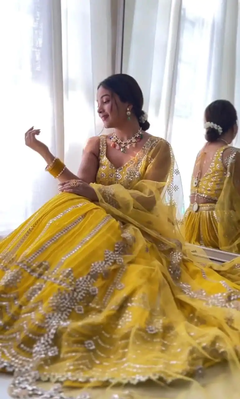 RTC 6368 Yellow Color Georgette Embroidery Sequence Lehenga Choli Wedding, Party, Festive, Events Etc. Expected Delivery 4-6 Working Days @2049/- | Bollywood Lehenga, Creative Lehenga, Designer Lehenga, Embroidered Lehenga, Lehenga, Party Wear Lehenga