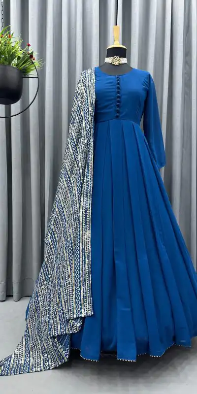 blue colour anarkali dress Navy Blue Casual Suit main image 1