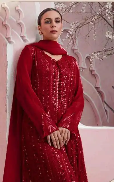 DS 001255 Maroon color Georgette Embroidered Sequence Salwar Suit Casual, Wedding, Party, Festive, Events . Expected Delivery  4-6 Working Days @1999/- | Casual Suits, Creative suits, Designer Suits, Palazzo Suits, Party Wear Suits, Patiala Suits, Salwar suit, Straight Suits