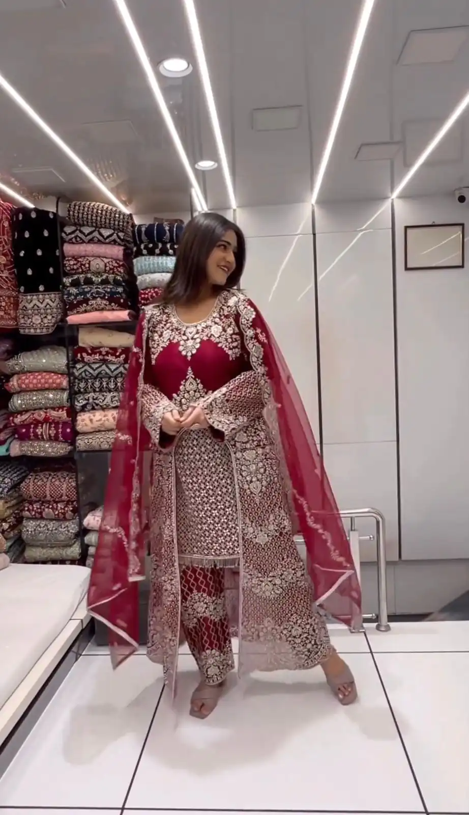 KD 1460 Red Color Faux Georgette Thread Sequence Work Salwar Suit Casual, Party, Wedding, Festive, Events Etc. Expected Delivery 4-6 Working Days @2849/- | Casual Suits, Creative suits, Designer Suits, Palazzo Suits, Party Wear Suits, Patiala Suits, Salwar suit, Straight Suits