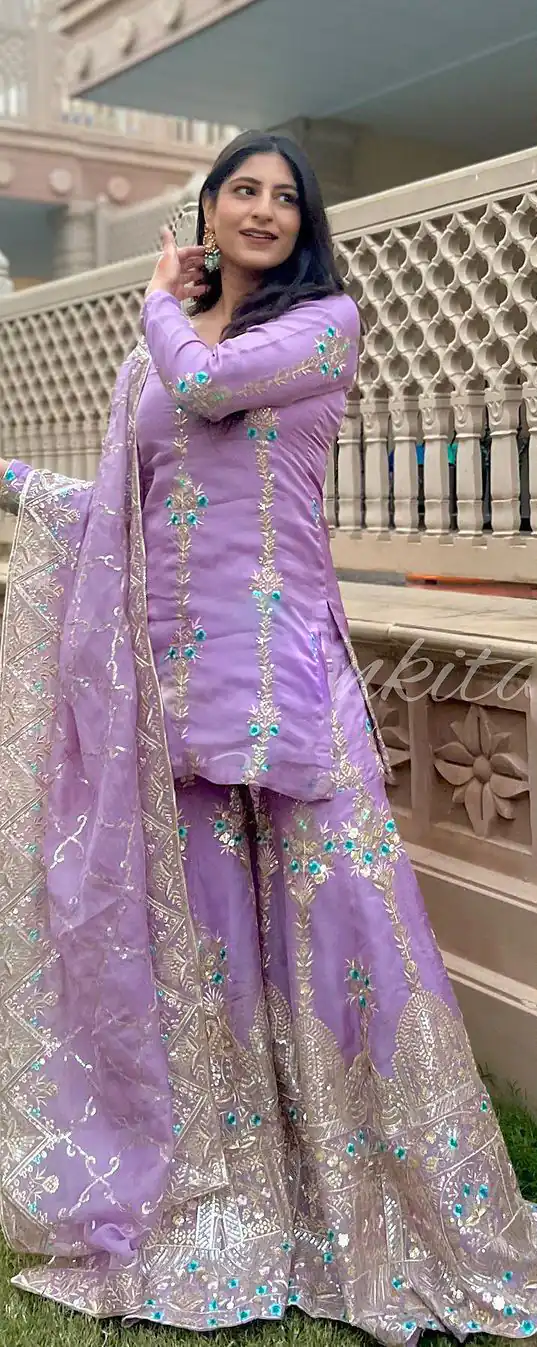 VLM 148 violet color Foix Georgette Embroidery Salwar Suit Casual, Wedding, Party, Festive, Events . Expected Delivery 4-6 Working Days @2299/- | Jump Suits, Casual Suits, Creative suits, Designer Suits, Palazzo Suits, Party Wear Suits, Patiala Suits, Salwar suit, Straight Suits