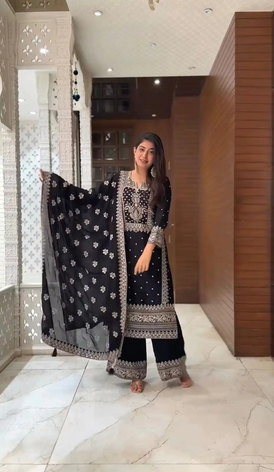 VLM 183 Black Color Chinnon Silk Embroidery Work Salwar Suit Wedding, Party, Festive, Events Expected Delivery 4-6 Working Days @ 2149/- Only | Casual Suits, Creative suits, Designer Suits, Party Wear Suits, Salwar suit, Straight Suits