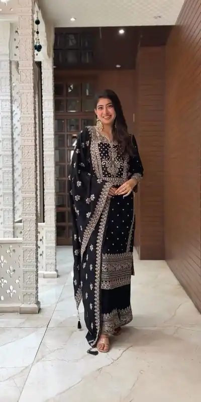 VLM 183 Black Color Chinnon Silk Embroidery Work Salwar Suit Wedding, Party, Festive, Events Expected Delivery 4-6 Working Days @ 2149/- Only | Casual Suits, Creative suits, Designer Suits, Party Wear Suits, Salwar suit, Straight Suits